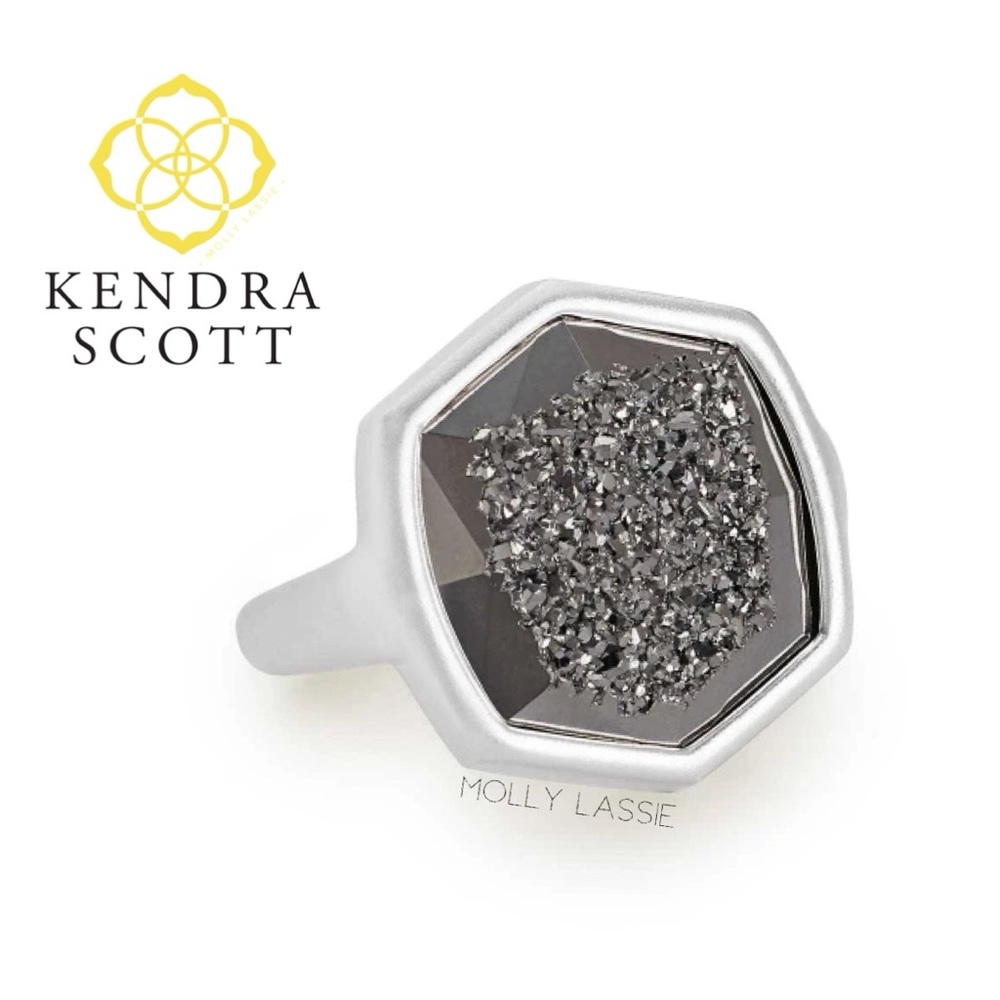 Davis Silver Cocktail Ring In Platinum Drusy